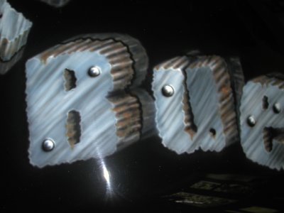 Close up of airbrushed Buell lettering