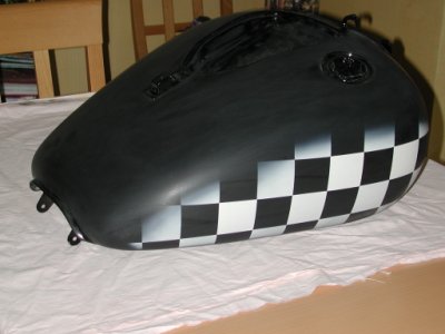 Airbrushed  cheques on tank
