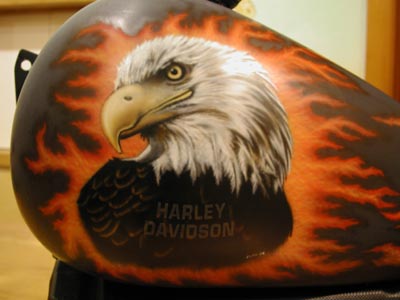 Detail of airbrushing prior to lacquer