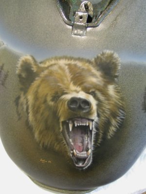 Detail of airbrushed bear head