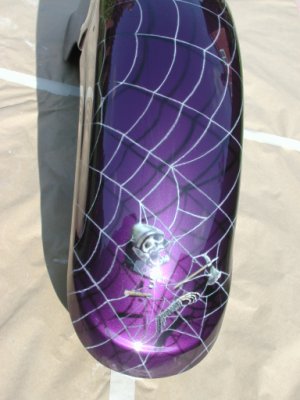 Airbrushed web and shadow work on fender