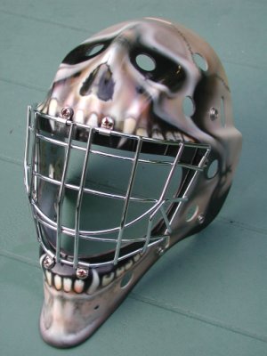 Hockey Helmet airbrushed into a Skull