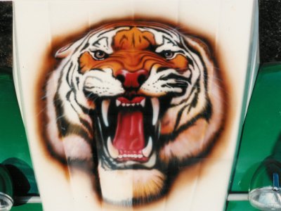 Airbrushed Tiger on the Bonnet