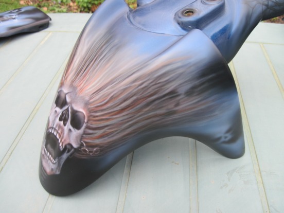 Front Mudguard showing skull hair