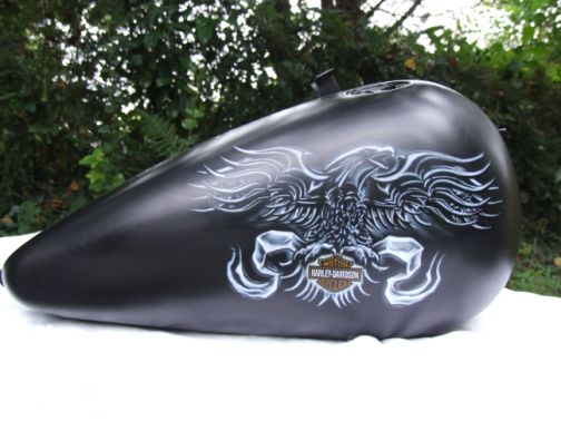 Airbrushed eagle on Harley Davidson